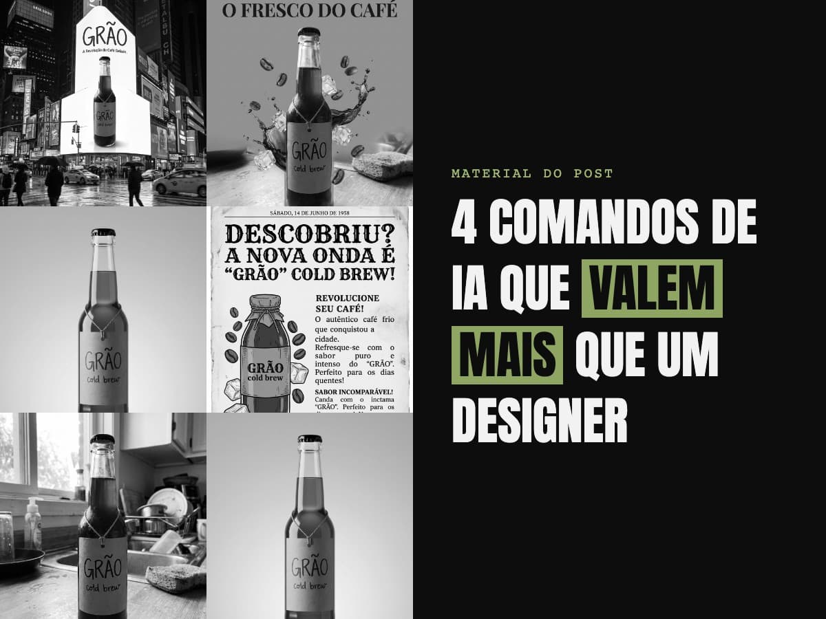 A mesma foto de produto transformada em outdoor, anúncio, foto de e-commerce e jornal antigo