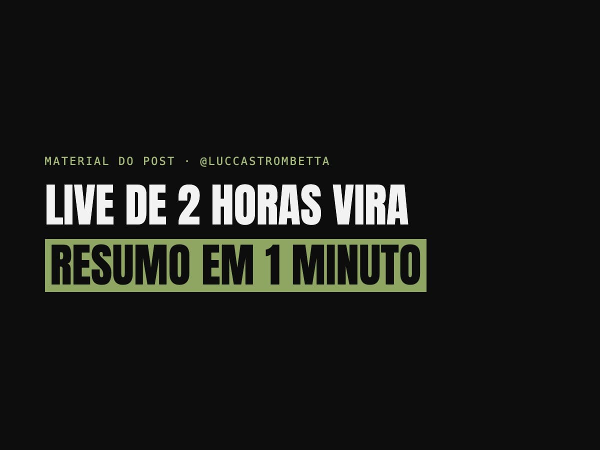 Live de 2 horas vira resumo em 1 minuto